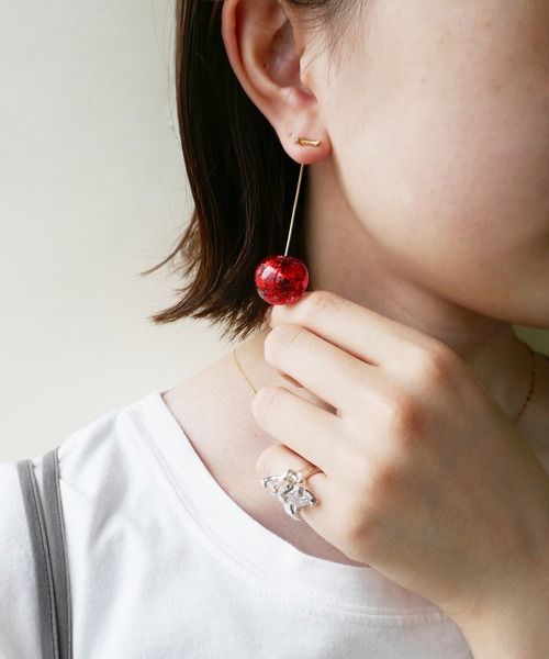 LOVE BY e.m. ピアス ジルコニアさくらんぼピアス レディース