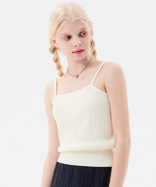 キャミソール KIRSH CHERRY KNIT CROP SLEEVELESS/キルシー チェリー ニット クロップキャミソール