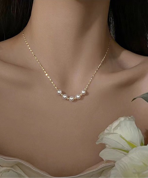 LA VORAGINE ネックレス 925シルバーパールネックレス レディース 