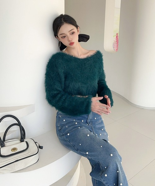 極美品✨プルミエアロンディスモン ラメ混シャギーニットプルオーバー　ゴールド 1er Arrondissement(プルミエ アロンディスモン)｜ラメシャギープル