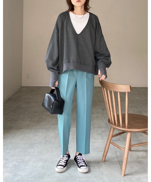 She's Closet トレーナー スウェット 裏毛深Vネックビッグシルエット