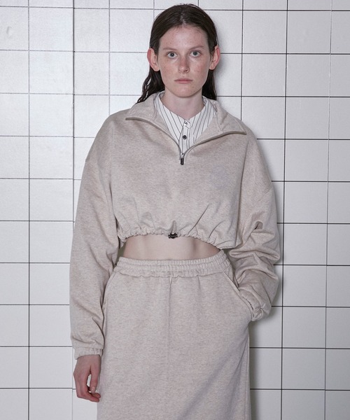 メゾンスペシャル　トップス スウェット MAISON SPECIAL トレーナー スウェット Half Zip Cropped Sweat