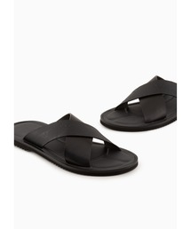 Emporio Armani◆クロスサンダル レザー オールオーバーイーグル EMPORIO ARMANI サンダル 「エンポリオ アルマーニ」クロス