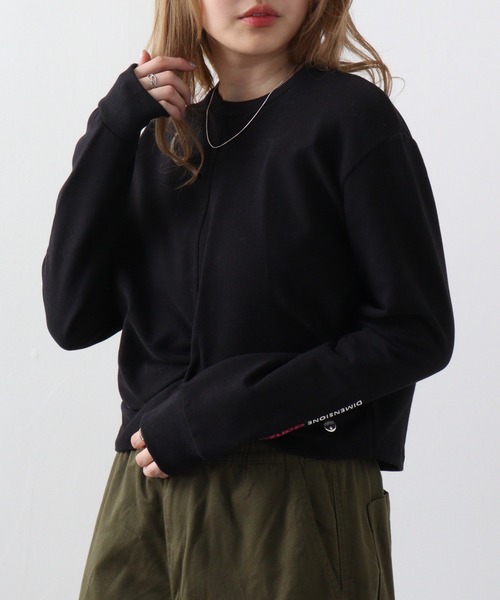 トレーナー スウェット クルーネック クロップドトップス レディース