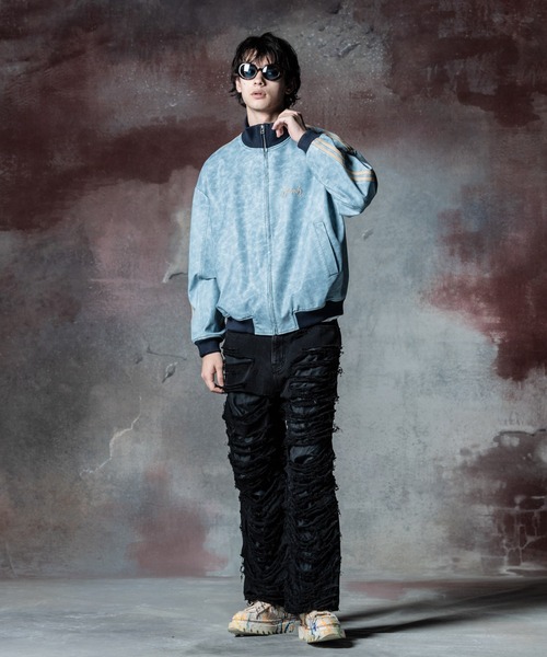 glamb ジャージジャケット 赤/ホワイト glamb ジャージ Synth Leather Track Jacket / シンセレザー