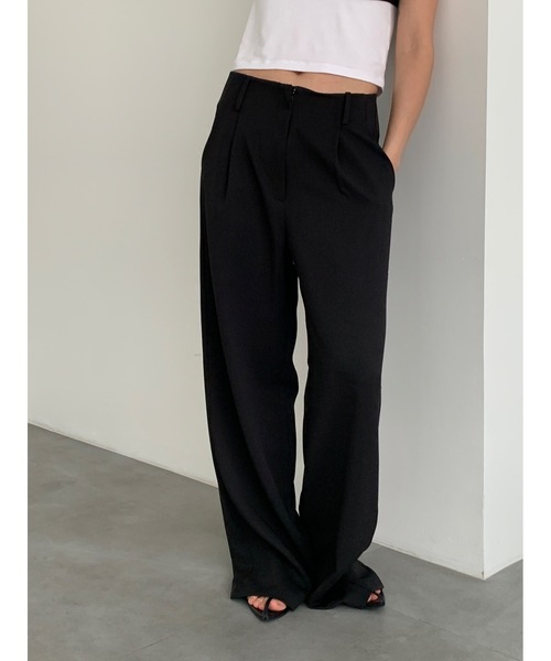 Didot.showroom スラックス パンツ ローライズタックワイドトラウザー