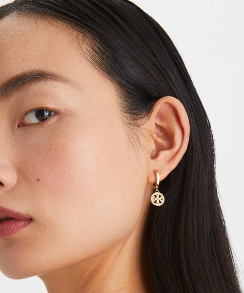 TORY BURCH ピアス ミラー パヴェ フープ レディース : ZOZOTOWN