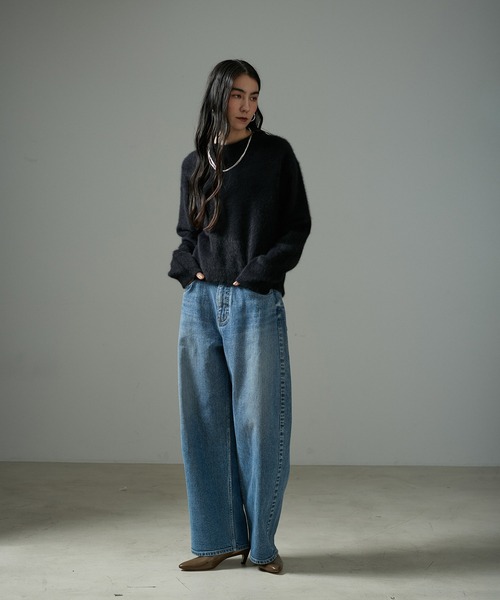 SALON adam et rope' カシミヤクルーネックニット定価5.3万円 サロン アダム エ ロペ SALON adam et rope' カシミヤクルーネック