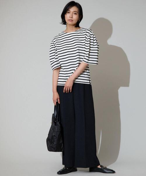 tシャツ パフギャザースリーブカットソー レディース