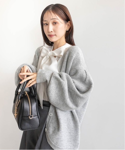 ランダ RANDA スパンコールラメ混ニットカーディガン （GRAY） ランダ RANDA スパンコールラメ混ニットカーディガン （GRAY