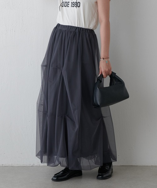 ぽんず！OBLI チュールドッキングスカート、バック デニムチュールスカート/ブラック【残り2点】 | BOTTOMS | OBLI