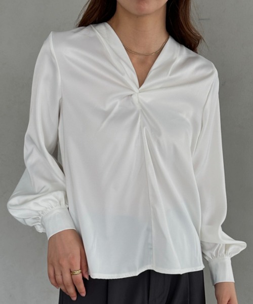 ブラウス シャツ サテンVネックブラウス レディース : ZOZOTOWN Yahoo