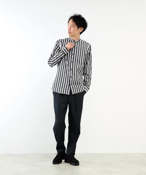 MEN'S MELROSE シャツ HITOYOSHIダブルネーム ブラックパターンバンド