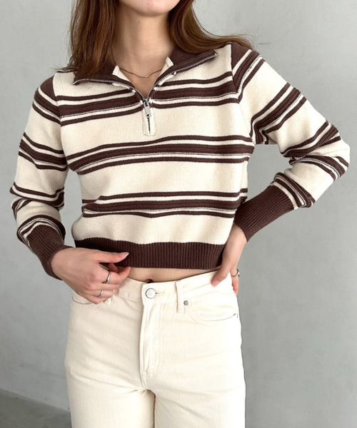 tシャツ ハーフジップボーダーニットプルオーバー レディース 000000016626-01-m.jpg?t=