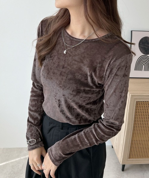 Futier Land tシャツ Tシャツ シアーベロアトップス レディース