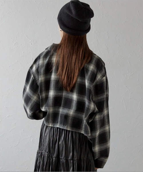 ap retro ブラウス シャツ ダブルZIPチェックシャツ レディース