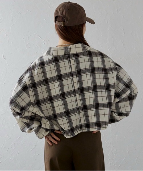ap retro ブラウス シャツ ダブルZIPチェックシャツ レディース