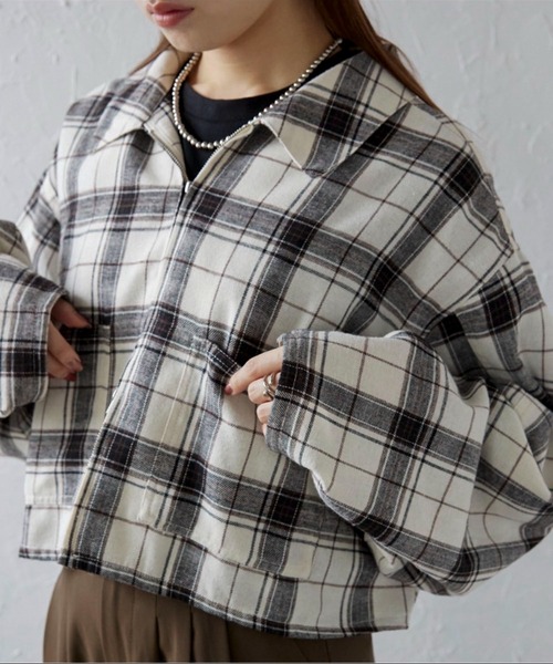 ap retro ブラウス シャツ ダブルZIPチェックシャツ レディース