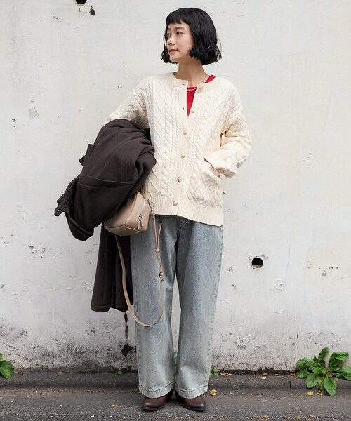 FREAK'S STORE ニット セーター ケーブル パッチワーク ジップ