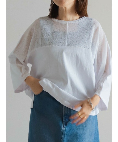 tシャツ 天竺×透かしコンビ　ドルマンP/O レディース