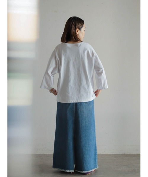 tシャツ 天竺×透かしコンビ　ドルマンP/O レディース FIL DE FER tシャツ 天竺×透かしコンビ ドルマンP/O レディース