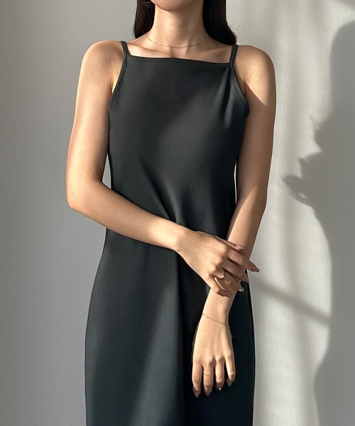Louere 【取り外し可能パット付き】アメスリストレッチキャミワンピース Louere ワンピース 「取り外し可能パット付き」アメスリ