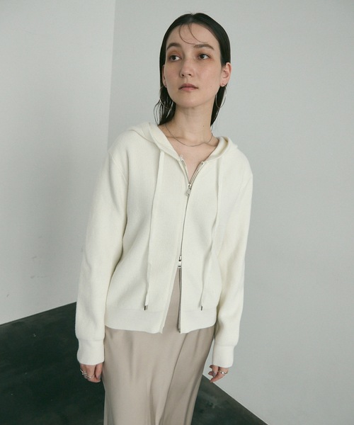 パーカー Hood knit zip up / フードニットジップアップ