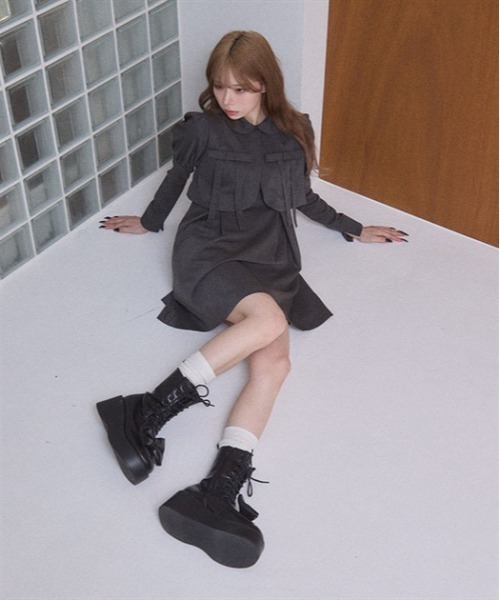 Fickle Bebe ワンピース ボレロリボンレイヤードワンピース