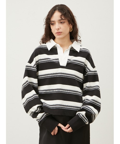 【おトク】 Mila Owen tシャツ ショートラガースウェットボーダートップス トップス