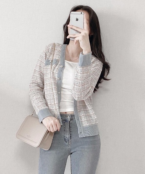 「SONA」 ニットカーディガン FREE ライトブルー レディース_画像5