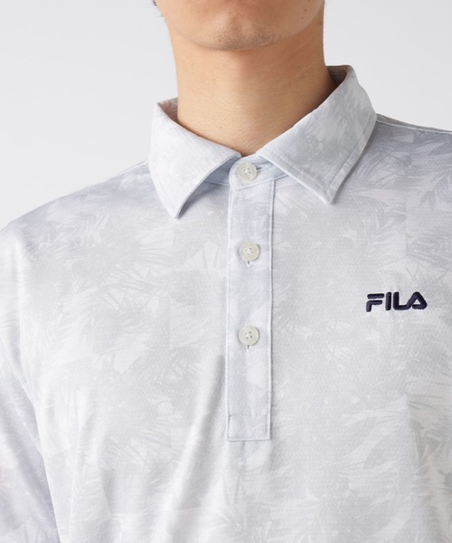 FILA GOLF シャツ 半袖 ワッフルメッシュ ボタニカル柄 半袖シャツ