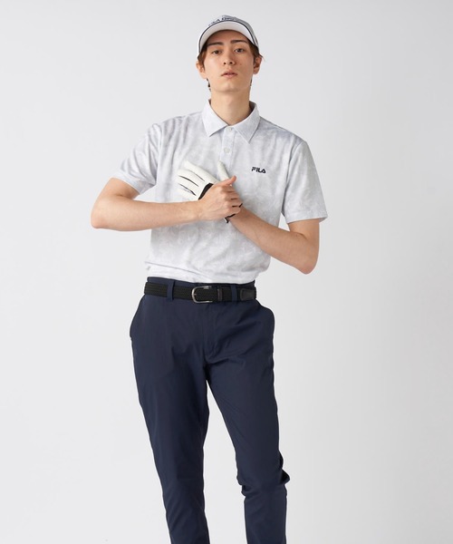 FILA GOLF シャツ 半袖 ワッフルメッシュ ボタニカル柄 半袖シャツ