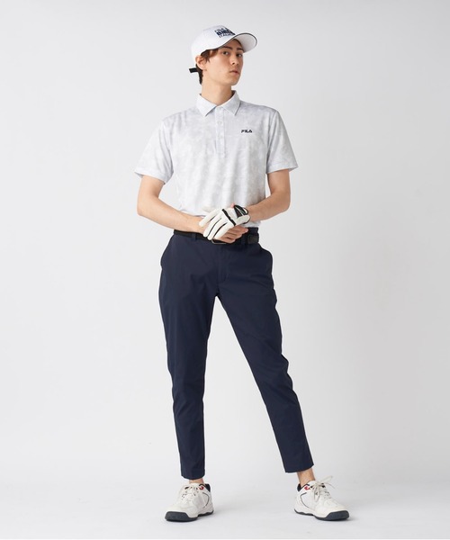 FILA GOLF シャツ 半袖 ワッフルメッシュ ボタニカル柄 半袖シャツ