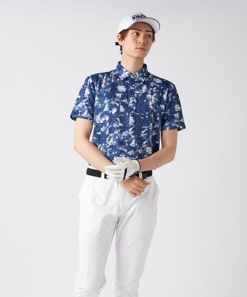 FILA GOLF シャツ 半袖 ワッフルメッシュ ボタニカル柄 半袖シャツ