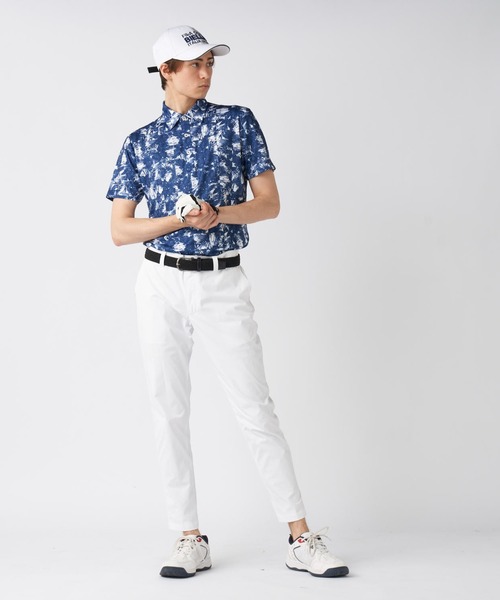 FILA GOLF シャツ ワッフルメッシュ ボタニカル柄 半袖シャツ メンズ