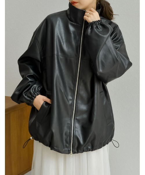 「Re:EDIT」 ジップアップブルゾン MEDIUM ブラック レディース_画像7