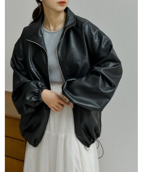 「Re:EDIT」 ジップアップブルゾン MEDIUM ブラック レディース_画像8