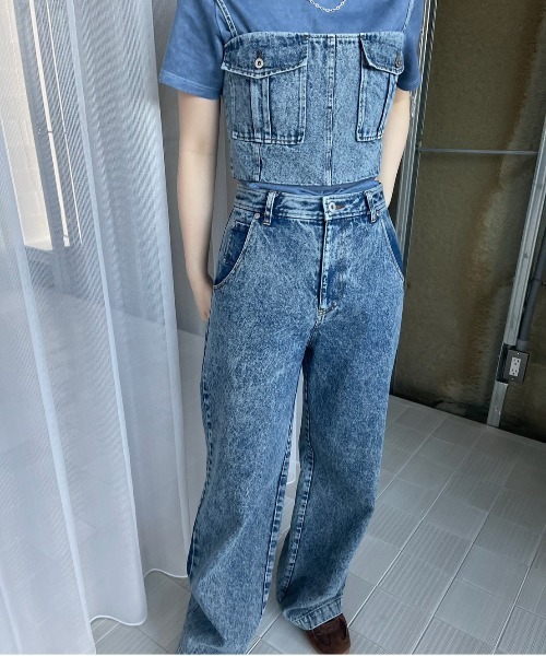 Ameri（アメリ） サロペット オーバーオール BUSTIER DENIM SET