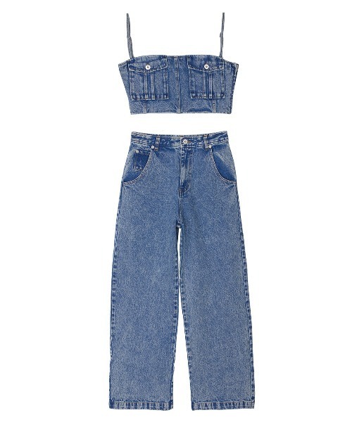 Ameri（アメリ） サロペット オーバーオール BUSTIER DENIM SET