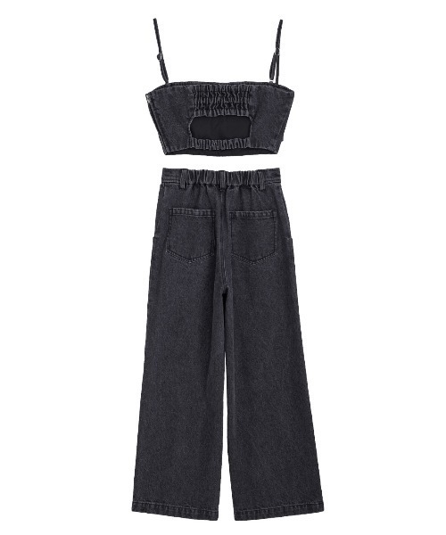 Ameri ブラック サロペット Ameri（アメリ） サロペット オーバーオール BUSTIER DENIM SET