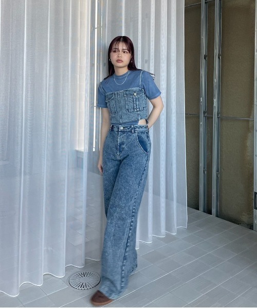 Ameri（アメリ） サロペット オーバーオール BUSTIER DENIM SET