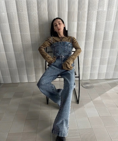 Ameri（アメリ） サロペット オーバーオール BUSTIER DENIM SET