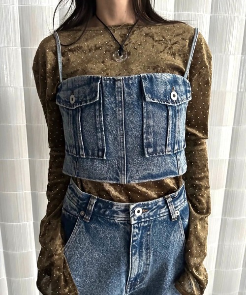 Ameri（アメリ） サロペット オーバーオール BUSTIER DENIM SET