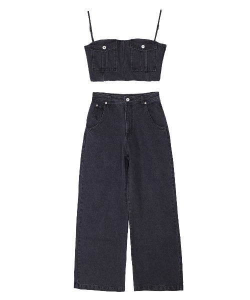 Ameri（アメリ） サロペット オーバーオール BUSTIER DENIM SET