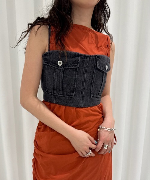 Ameri（アメリ） サロペット オーバーオール BUSTIER DENIM SET