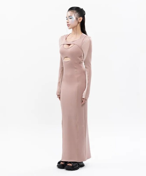 ドレス 「Seivson Future Women」デコンストラクションパッチワークカットスリットドレス