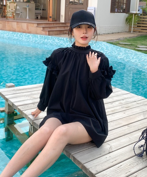 uvカット ラッシュガード フリルロンパース レディース : ZOZOTOWN