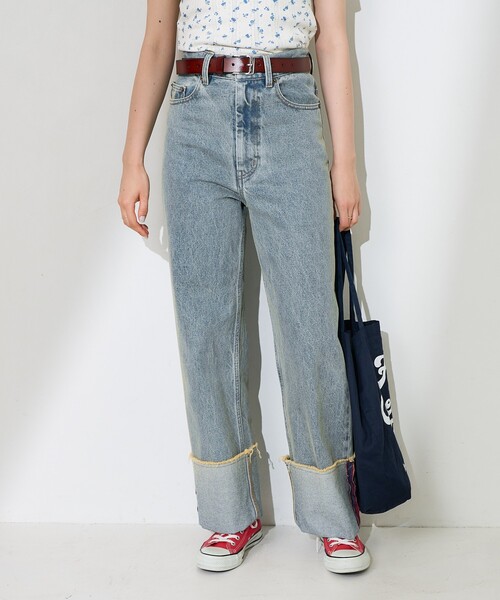 [FREAK'S STORE] обработка Denim брюки MEDIUM бирюзовый голубой женский 