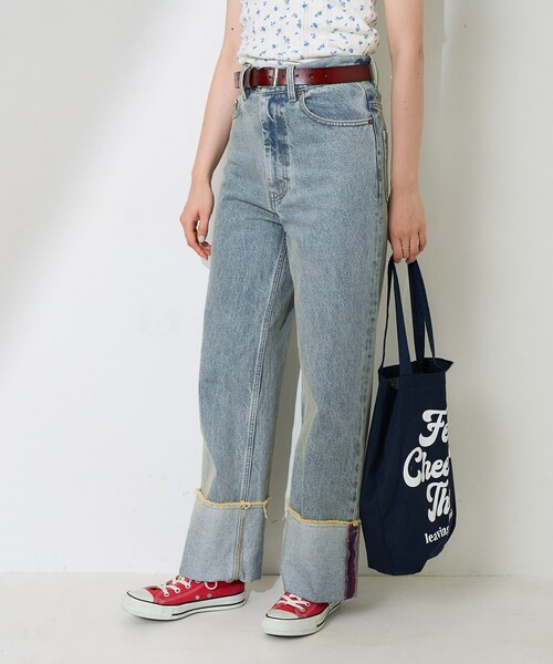 [FREAK'S STORE] обработка Denim брюки MEDIUM бирюзовый голубой женский 