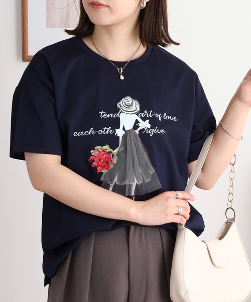 tシャツ Anna Nicola ガールデザイン半袖Tシャツ レディース